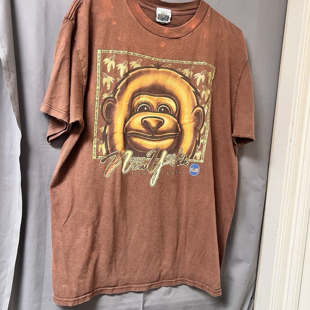 New York New York Las Vegas Brown Monkey T-Shirt Size XL Y2K Vintage BR2154